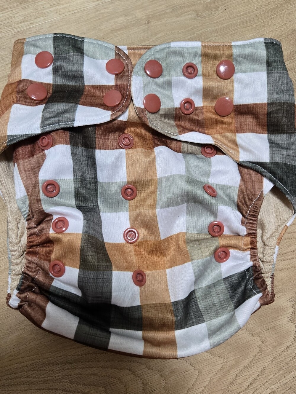 Dino diapers one size pocket cloth diaper gingham print